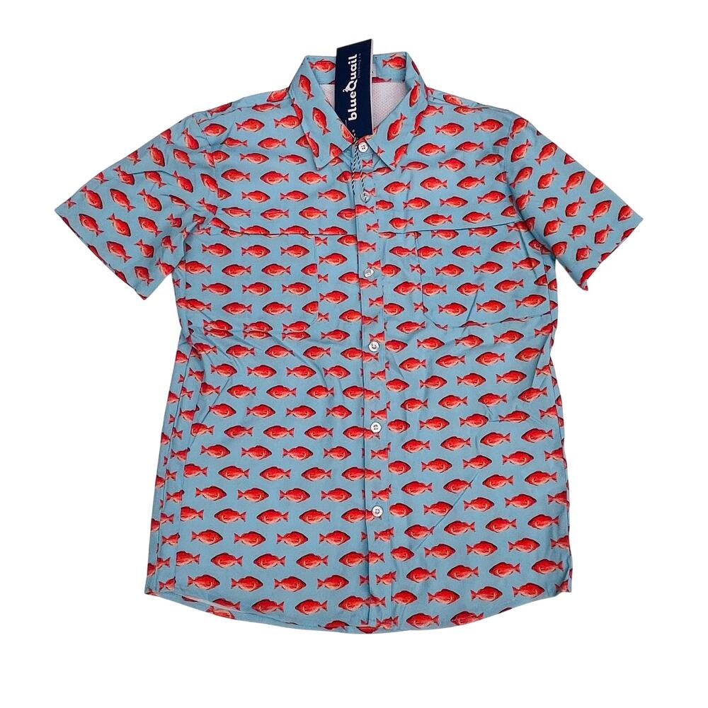 NWT Blue Quail Size 12 Red Snapper Button Up